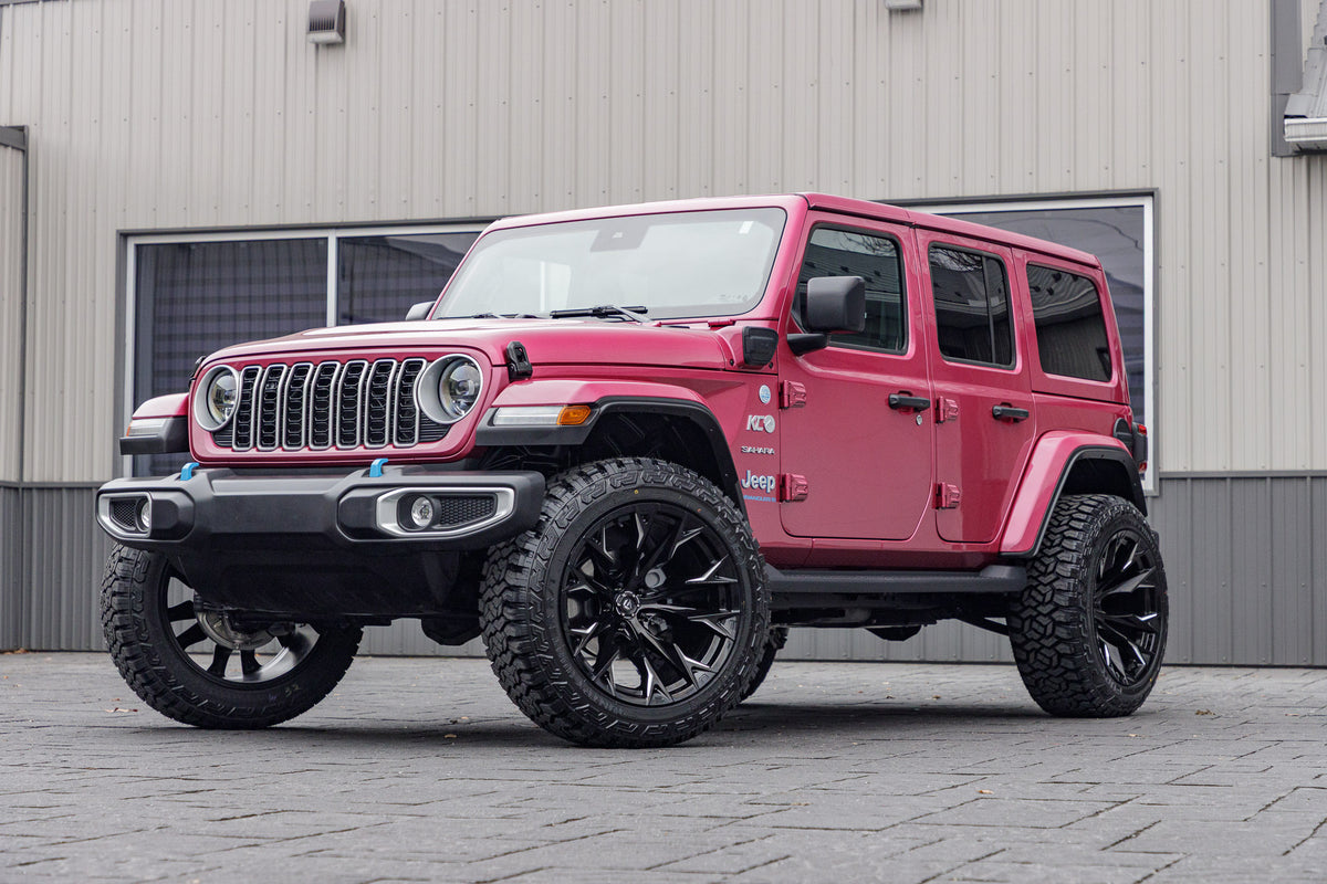 2024 Jeep Wrangler Sahara 4XE with a 2.5" Rough Country lift kit, 22x12 Fuel Flame wheels, and 35" Fury Country Hunter R/T tires.