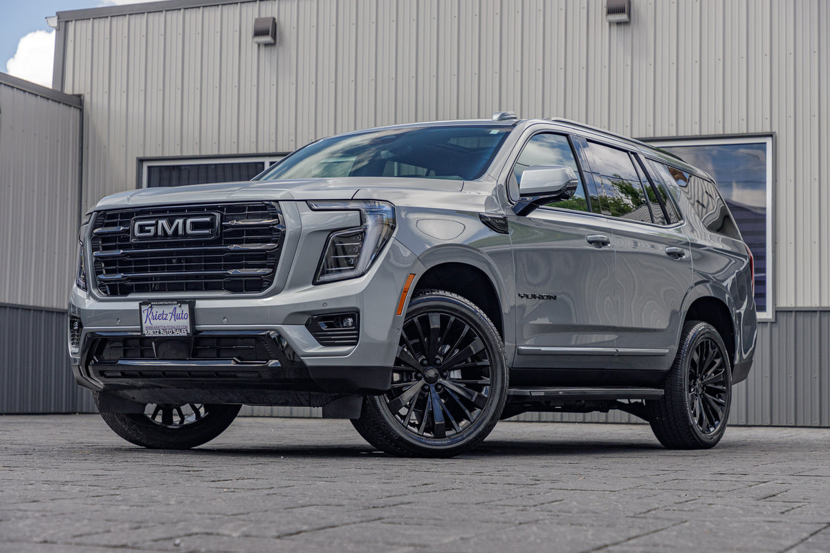 2025 GMC Yukon Elevation with GMC Factory suspension, 22x9 GMC Stock wheels, and 275/50 Bridgestone Alenza tires.
