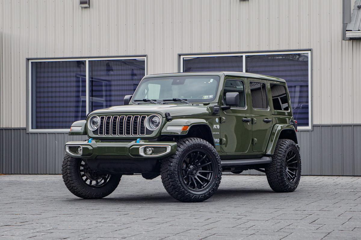 2024 Jeep Wrangler Sahara 4XE with a 2.5" Rough Country lift kit, 20x10 Fuel Burn wheels, and 35" Fury Country Hunter R/T tires.