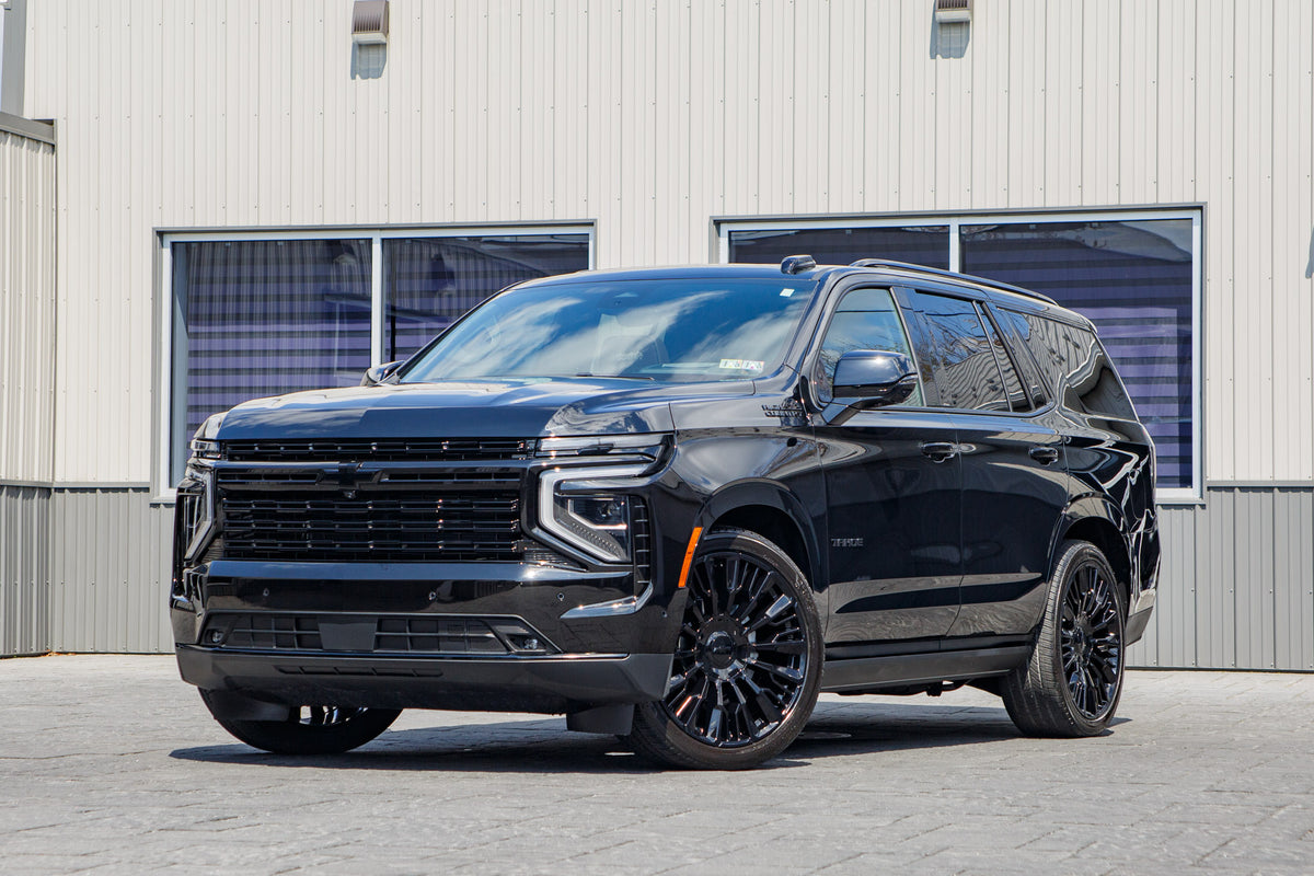 2025 Chevrolet Tahoe High Country with Chevrolet Stock suspension, 24x9.5 Chevrolet Stock wheels, and 285/40 Bridgestone Alenza tires.