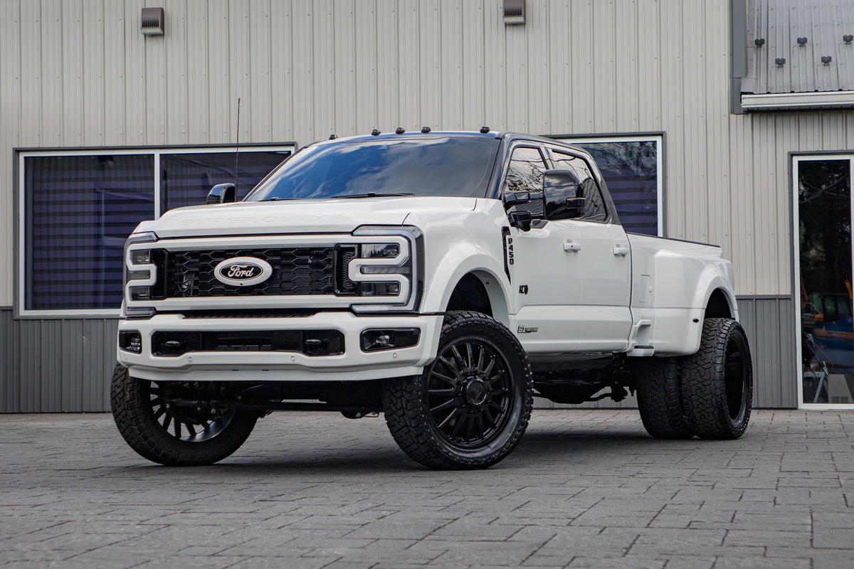 2026 Ford F-450 Super Duty XL with a 2.5" ReadyLift lift kit, 26x8.25 Arena Rival wheels, and Gripmax MaxGrip X/T tires.
