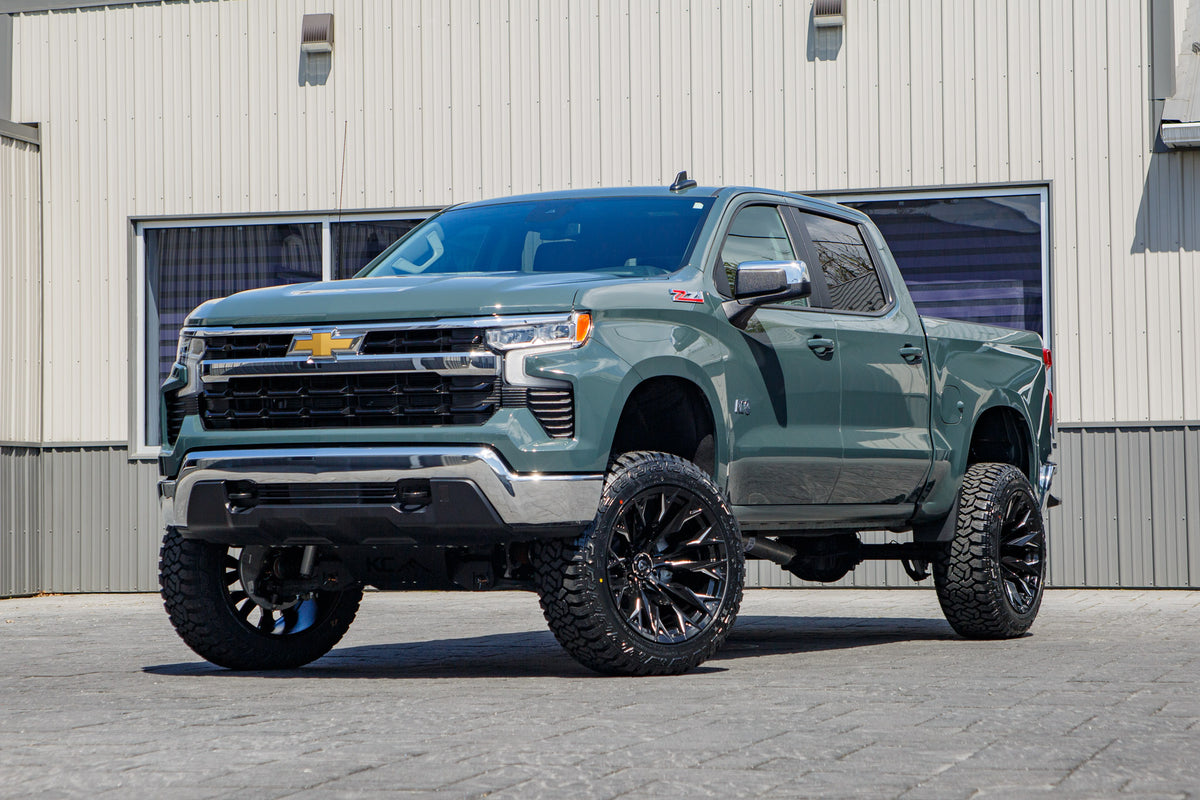 2025 Chevrolet Silverado 1500 LT with a 6" Rough Country lift kit, 22x12 Fuel Flame wheels, and 35" Fury Country Hunter R/T tires.