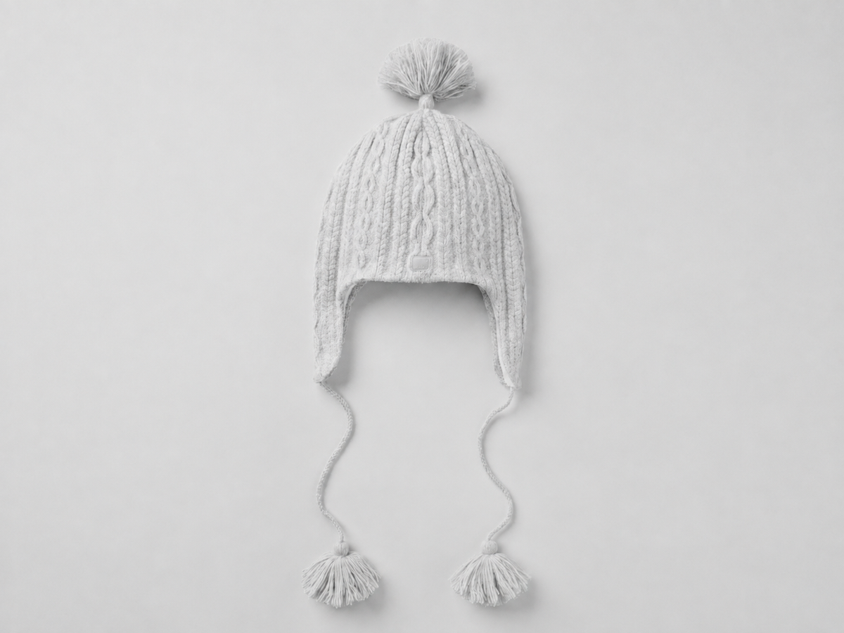 Cable Knit Winter Bliss Earflap Beanie - Athletic Heather Grey