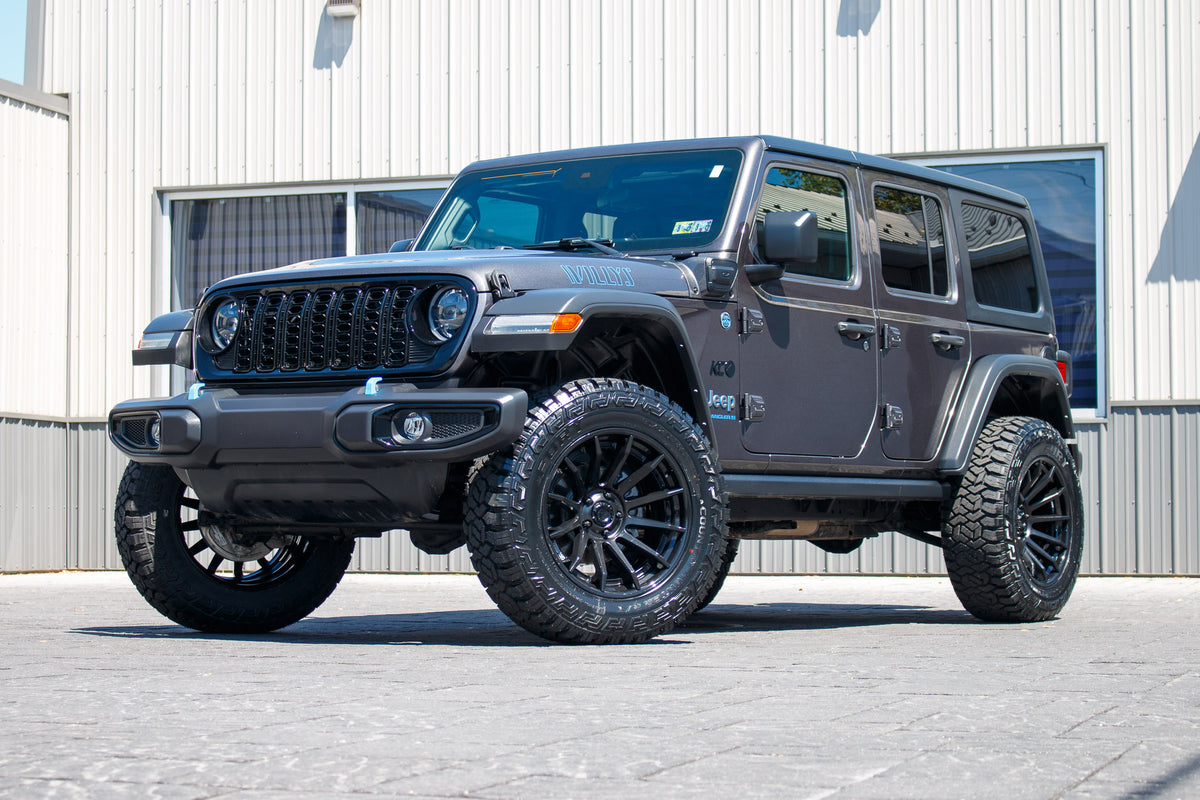 2024 Jeep Wrangler Willys 4XE with a 2.5" Rough Country lift kit, 20x10 Fuel Burn wheels, and 35" Fury Country Hunter R/T tires.