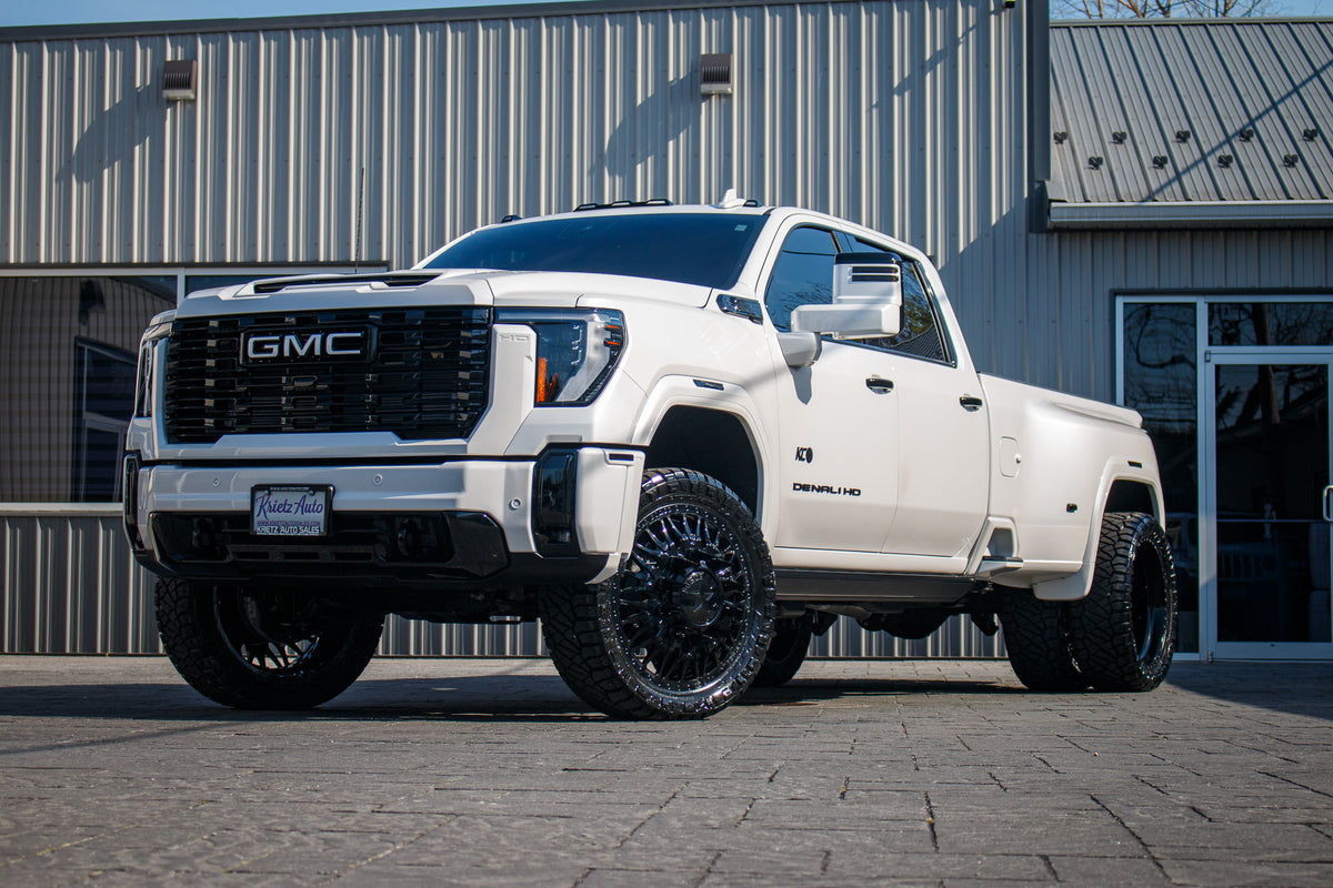 2025 GMC Sierra 3500 Denali Ultimate with a 3" Cognito leveling kit, 24x8.25 American Force Plague wheels, and 315/45 Nitto Ridge Grappler tires.