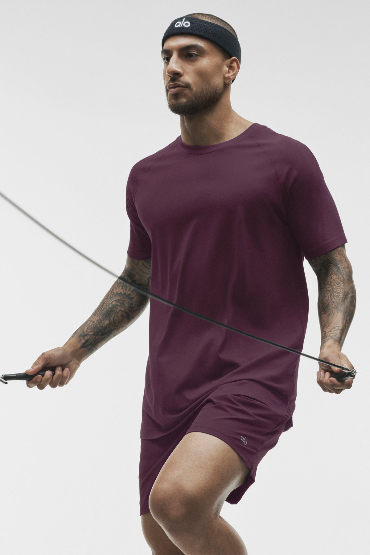 ALO Vapor Crewneck Short Sleeve - Rich Bordeaux