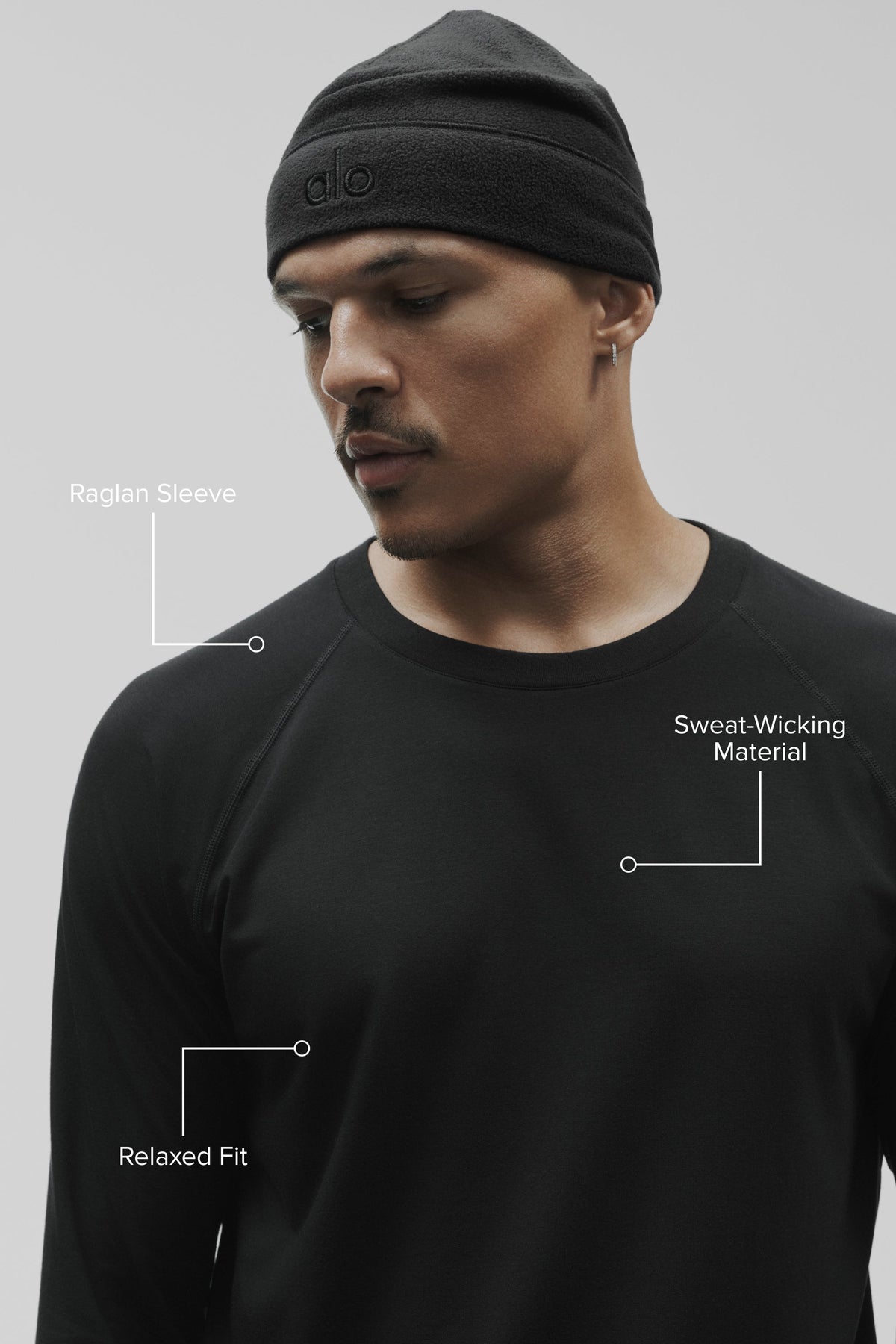 ALO Vapor Crewneck Long Sleeve - Black