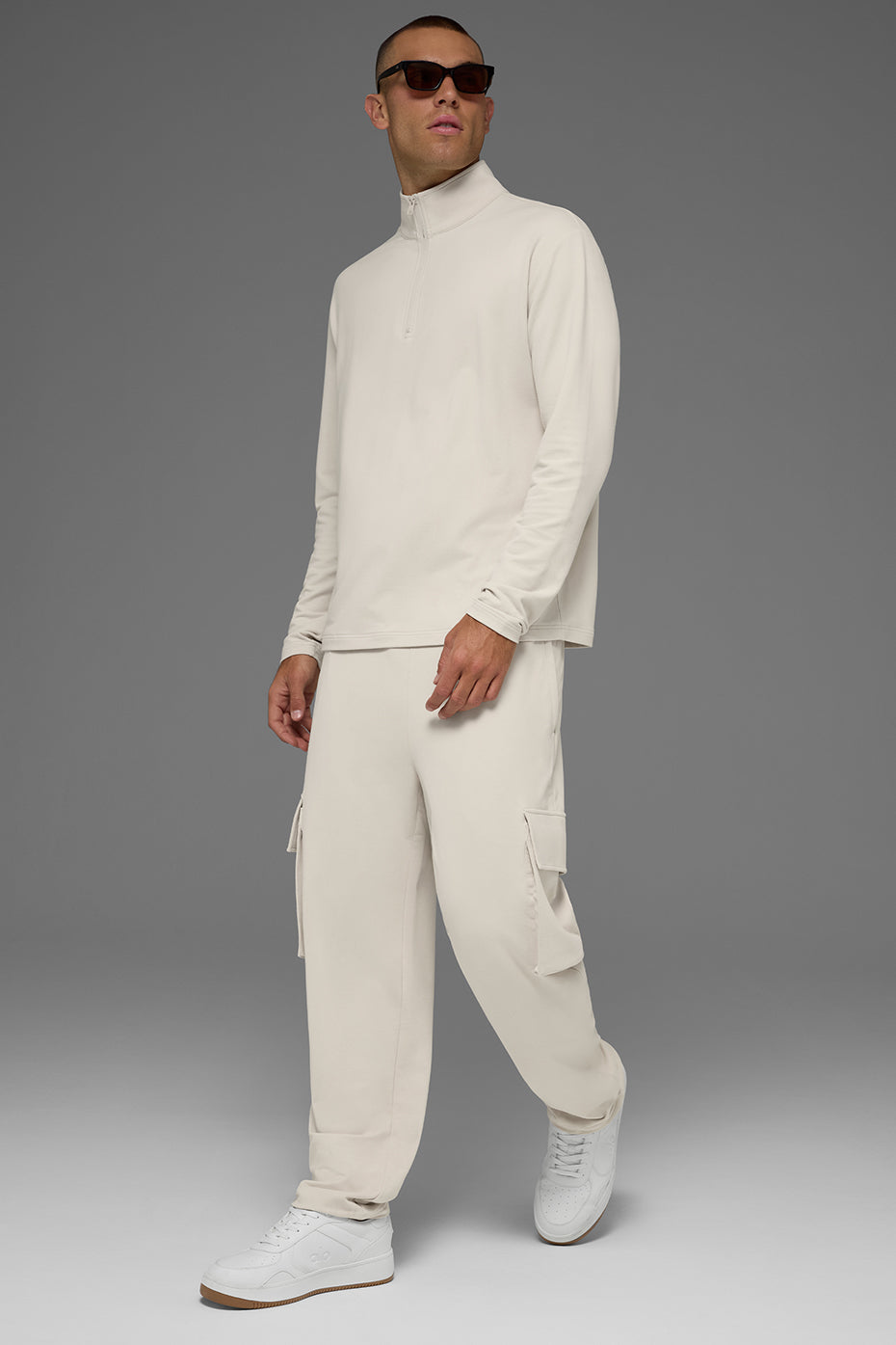 Double Take Long Sleeve 1/4 Zip - Bone