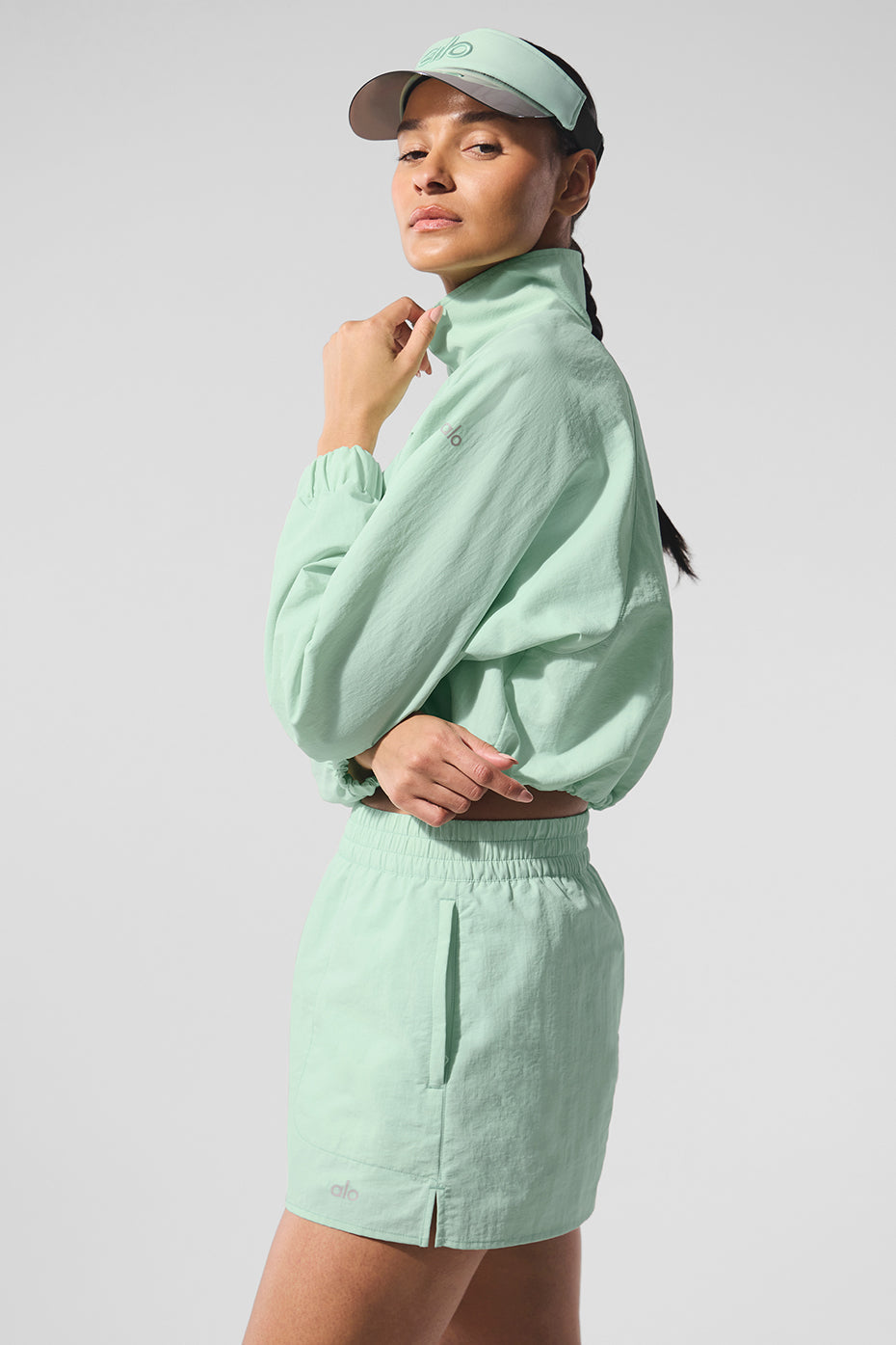 Cropped 1/4 Zip Alumni Pullover - Spearmint