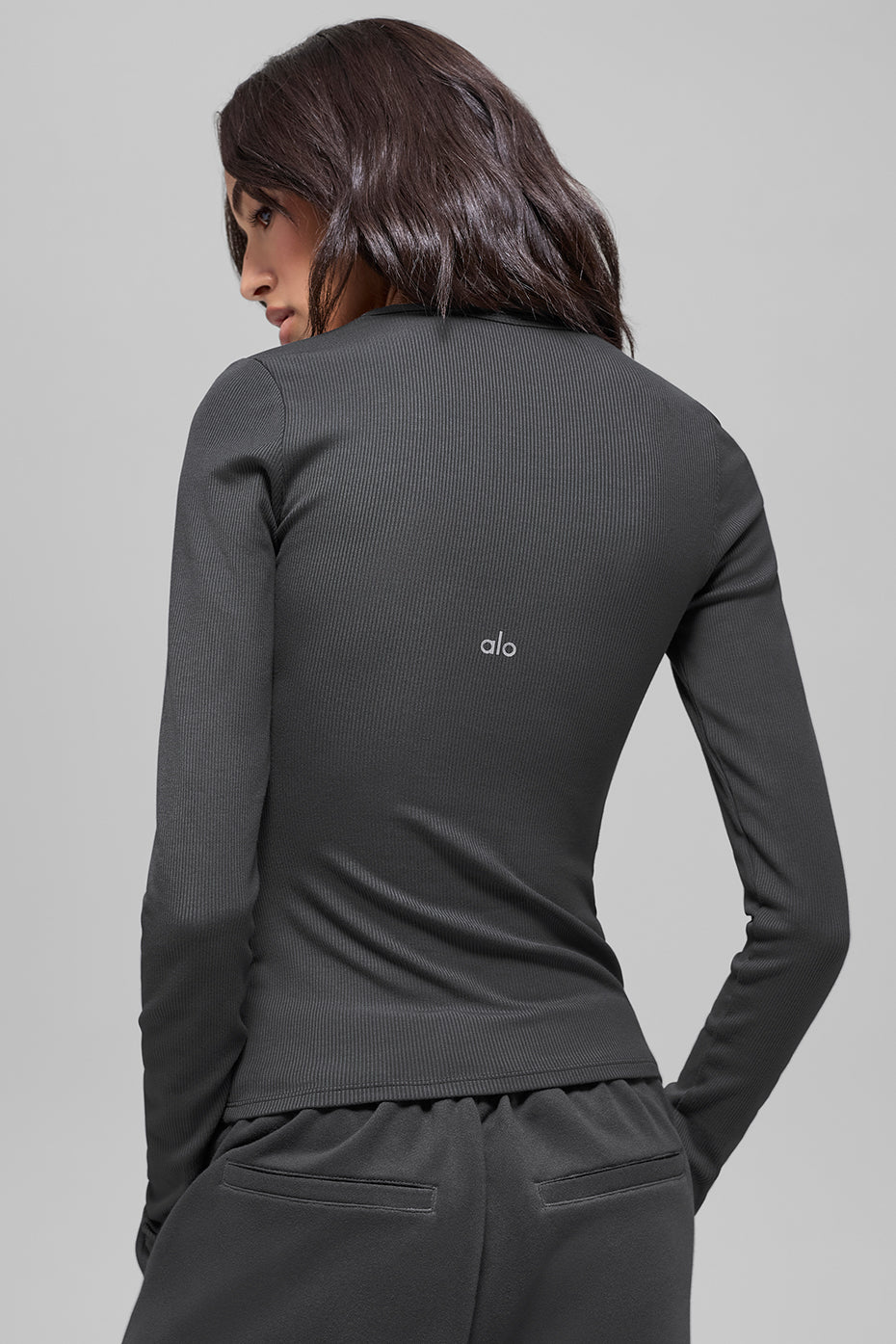 Ribbed Modal Long Sleeve - Anthracite