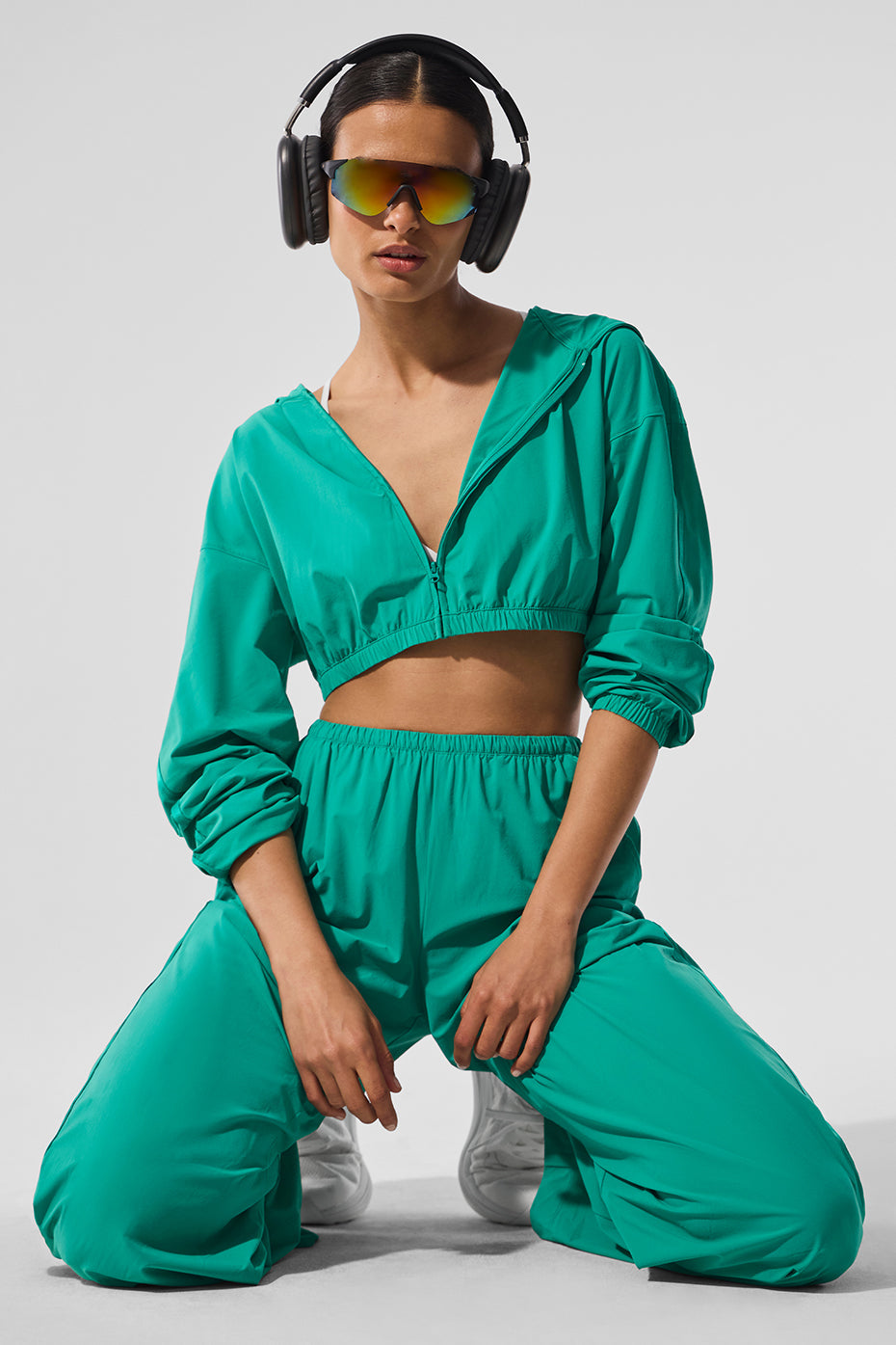 Cropped AloBreezy Full-Zip Hoodie - Spruce Green