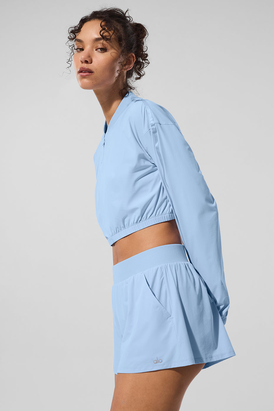 Cropped AloBreezy Full-Zip Cover Up - Seashell Blue