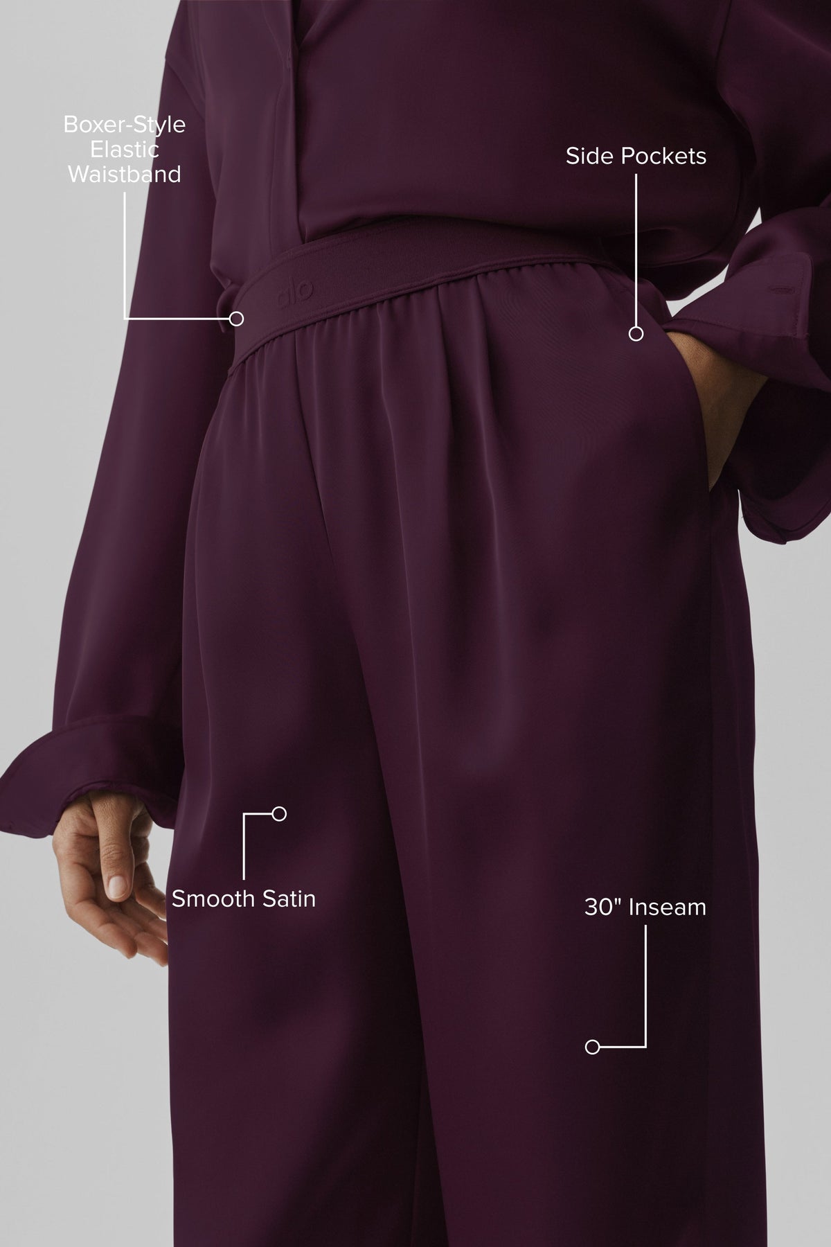 Satin High-Waist Smooth Talker Pant (Regular) - Rich Bordeaux