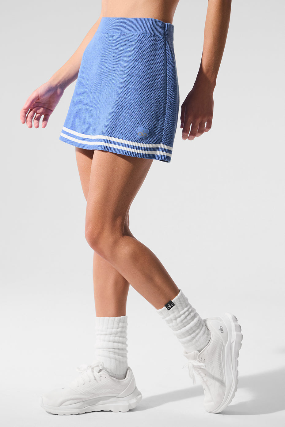 Tennis Club Sweater Knit Skirt - Crystal Clear Blue/White