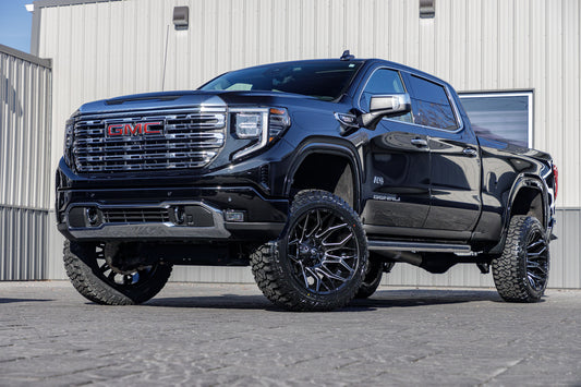 2024 GMC Sierra 1500 Denali with a 6" Rough Country suspension kit, 22x12 Fuel Twitch wheels, and 35" Fury Country Hunter R/T tires.