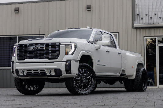 2024 GMC Sierra 3500 Denali Ultimate with a 3" Cognito leveling kit, 26x8.25 Fuel Titan wheels, and 37" Nitto Terra Grappler G2 tires.