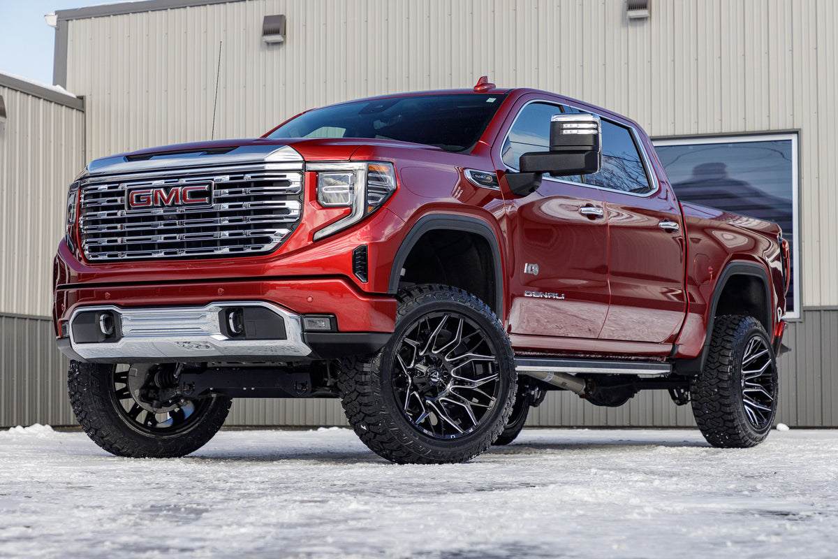 2024 GMC Sierra 1500 Denali with a 6" Rough Country suspension kit, 22x12 Fuel Twitch wheels, and 35" Fury Country Hunter R/T tires.