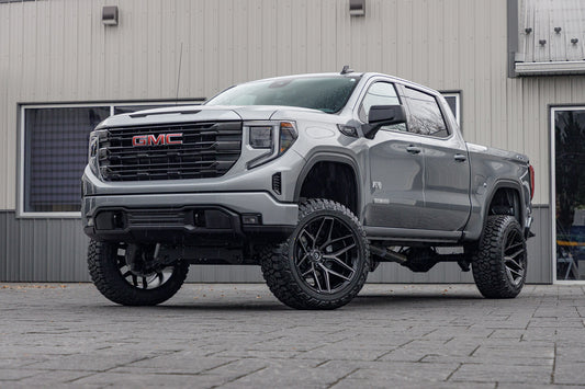 2025 GMC Sierra 1500 Elevation with a 6" Rough Country lift kit, 22x12 Fuel Flux wheels, and 35" Fury Country Hunter R/T tires.