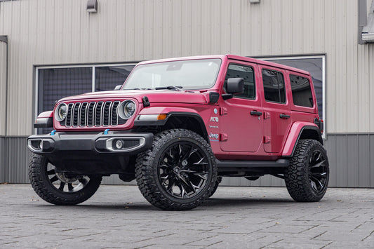 2024 Jeep Wrangler Sahara 4XE with a 2.5" Rough Country lift kit, 22x12 Fuel Flame wheels, and 35" Fury Country Hunter R/T tires.