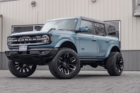 2023 Ford Bronco Outer Banks with a 3.5" Rough Country lift kit, 22x12 Fuel Rebar wheels, and 35" Fury Country Hunter R/T tires.