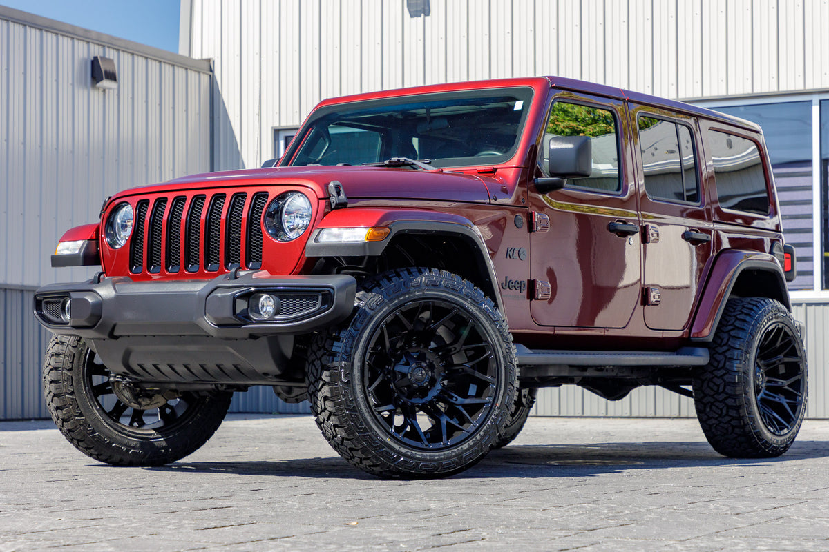 2021 Jeep Wrangler with a 2.5" lift kit, 22x12 Fuel Twitch wheels, and 35" Fury Country Hunter R/T tires.