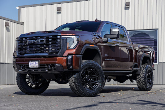 2024 GMC Sierra 2500 Denali Ultimate with a 5" BDS lift kit, 22x12 Fuel Brawl wheels, and 37" Nitto Ridge Grappler tires.
