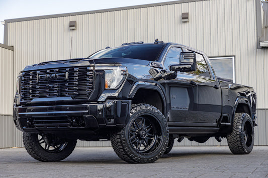 2024 GMC Sierra 2500 Denali Ultimate with a 3" Cognito Leveling kit, 22x12 American Force Chief wheels, and 35" Nitto Ridge Grappler tires.