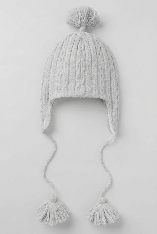 Cable Knit Winter Bliss Earflap Beanie - Athletic Heather Grey