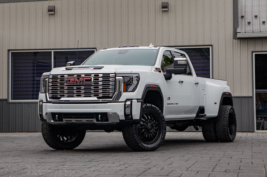 2026 GMC Sierra 3500 Denali with a 3.5" Wicked lift kit, 22x8.25" Fuel Arc wheels, and 35" Nitto Ridge Grappler tires.
