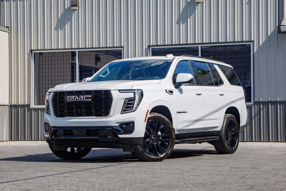 2026 GMC Yukon Denali with GMC Factory suspension, 22x9 GMC Stock wheels, and 275/50 Bridgestone Alenza tires.