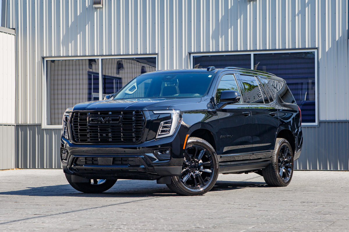 2026 GMC Yukon Denali with GMC Factory suspension, 22x9 GMC Stock wheels, and 275/50 Bridgestone Alenza tires.