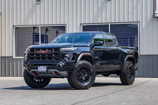 2026 GMC Canyon AT4 with a 2" Cognito Leveling Kit, 18x9 Fuel Flux wheels, and 305/70 BFGoodrich All-Terrain T/A KO3 tires.