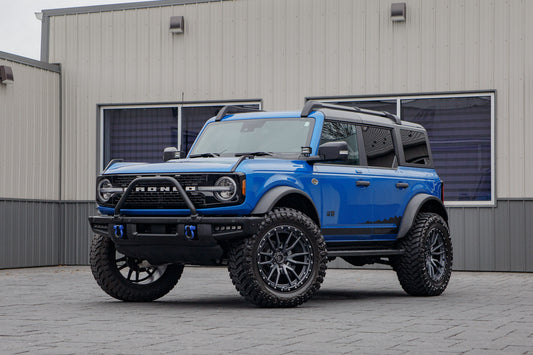 2022 Ford Bronco Wildtrak with a 2.25" Zone lift kit, 22x12 Fuel Clash wheels, and 37" Atturo Trail Blade M/T tires.