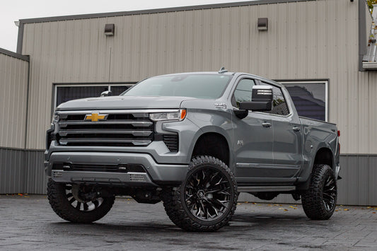 2024 Chevrolet Silverado 1500 High Country with a 5" BDS lift kit, 22x12 Fuel Flame wheels, and 35" Fury Country Hunter R/T tires.