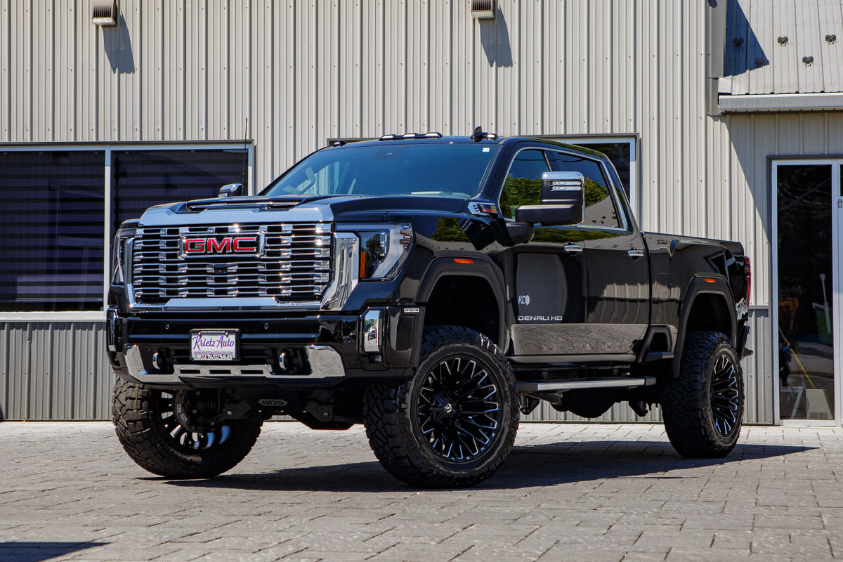 2025 GMC Sierra 2500 Denali with a 5" BDS lift kit, 22x12 Fuel Strike wheels, and 37" Nitto Ridge Grappler tires.