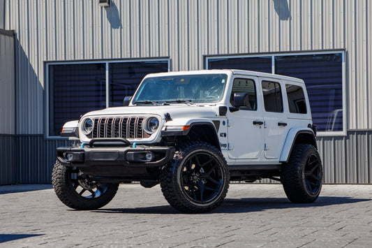 2025 Jeep Wrangler Sahara 4XE with a 2.5" Rough Country lift kit, 22x12 Fuel Flux wheels, and 35" Fury Country Hunter R/T tires.