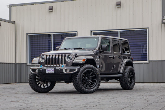2023 Jeep Wrangler Sahara 4XE with a 2.5" Rough Country lift kit, 22x10 Fuel Piston wheels, and 35" Fury Country Hunter R/T tires.