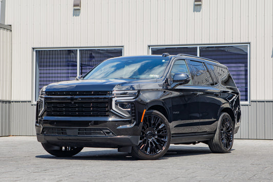 2025 Chevrolet Tahoe High Country with Chevrolet Stock suspension, 24x9.5 Chevrolet Stock wheels, and 285/40 Bridgestone Alenza tires.