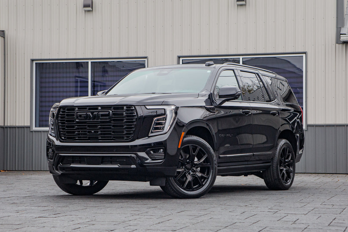2026 GMC Yukon Denali with GMC Stock suspension, 22x9 GMC Stock wheels, and 275/50 Bridgestone Alenza tires.