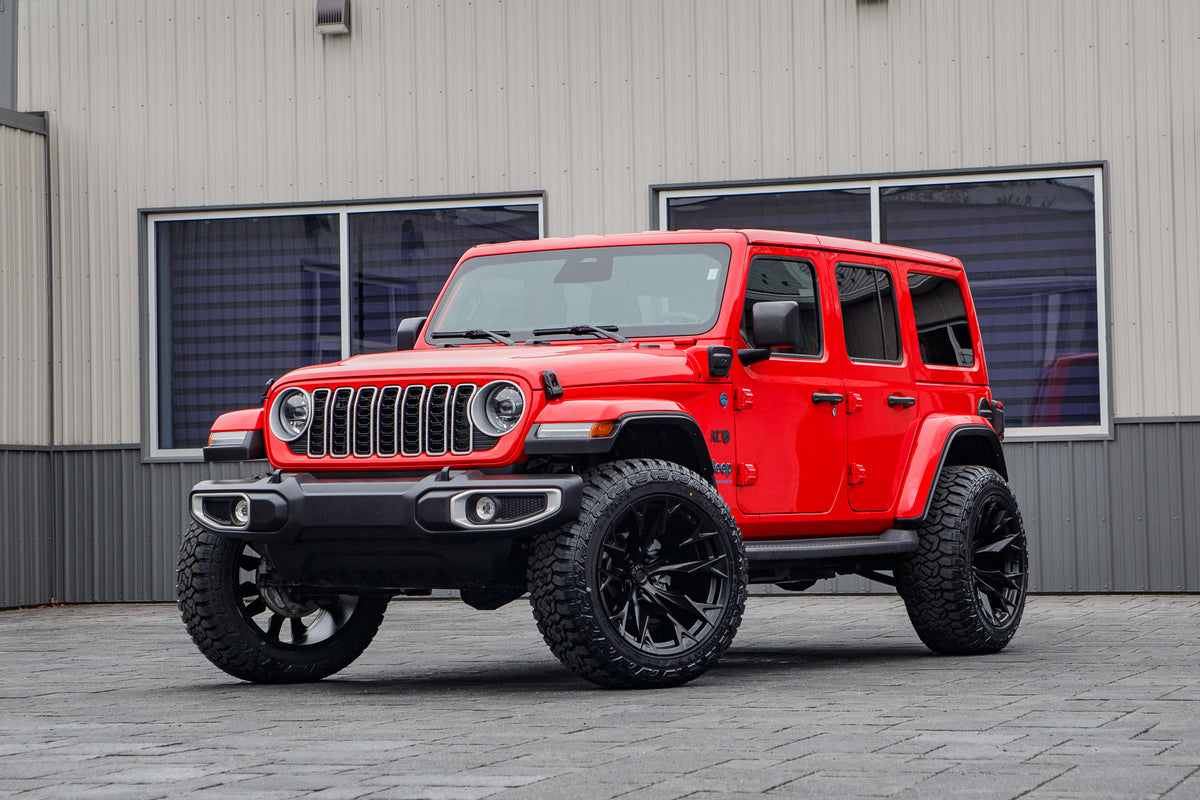 2025 Jeep Wrangler Sahara 4XE with a 2.5" Rough Country lift kit, 22x12 Fuel Flame wheels, and 35" Fury Country Hunter R/T tires.