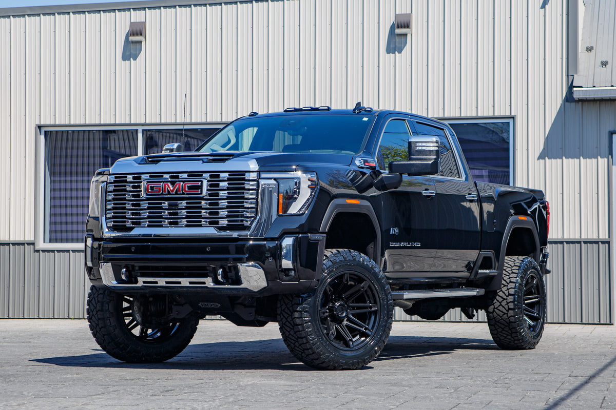 2025 GMC Sierra 3500 Denali with a 5" BDS lift kit, 22x12 Fuel Brawl wheels, and 37" Nitto Ridge Grappler tires.