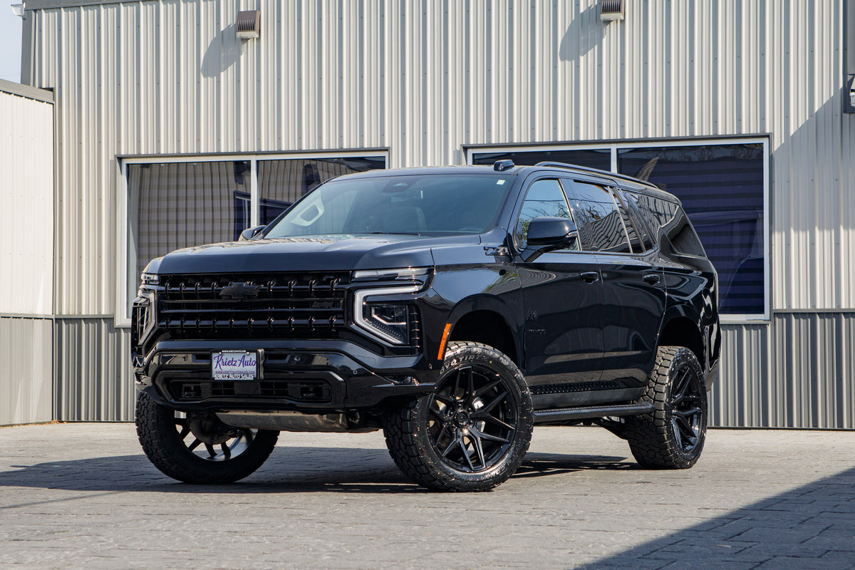 2025 Chevrolet Tahoe Z71 with a 3" ReadyLift lift kit, 22x10 Fuel Flux wheels, and 295/50 Toyo Open Country AT3 tires.