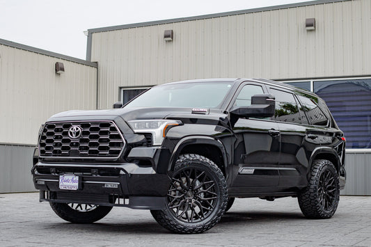 2025 Toyota Sequoia SR5 with a 1.75" Rough Country Leveling Kit, 22x9.5 Vossen HF63 wheels, and 285/55 Toyo Open Country R/T Trail tires.
