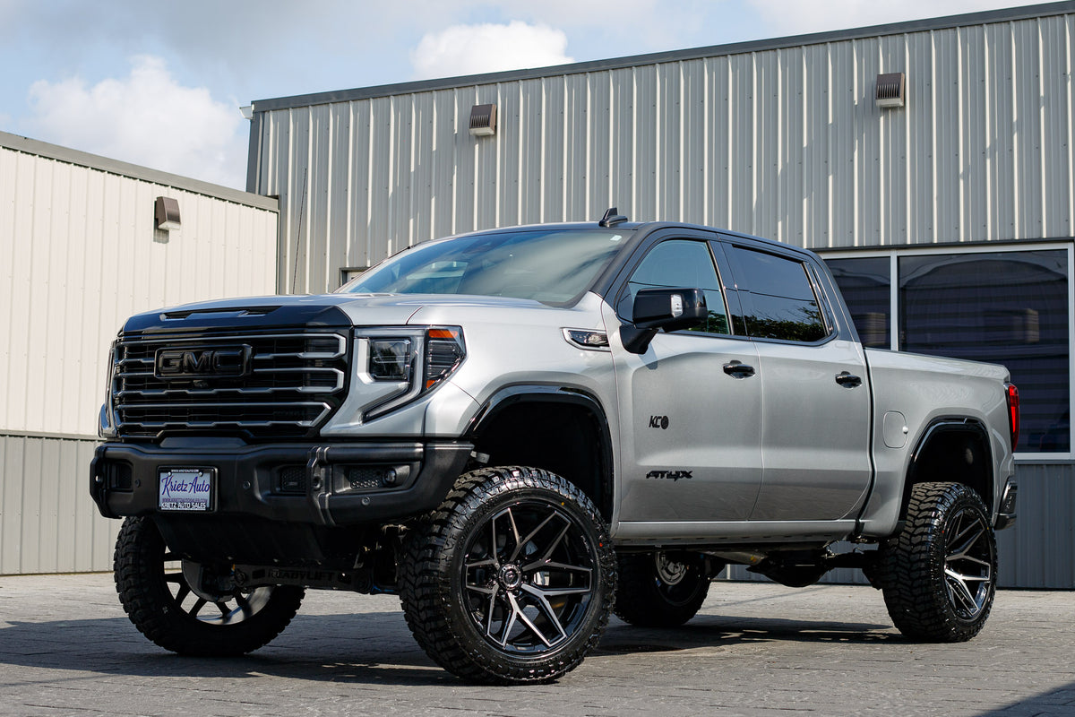2024 GMC Sierra 1500 AT4X with a 4" ReadyLift Lift Kit, 22x12 Fuel Flux wheels, and 35" Avix Trailtek R/T tires.