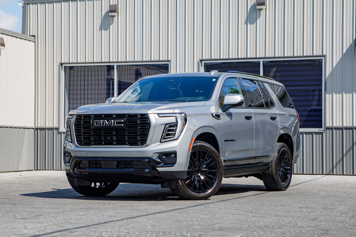 2026 GMC Yukon Denali with GMC Factory suspension, 22x9 GMC Stock wheels, and 275/50 Bridgestone Alenza tires.