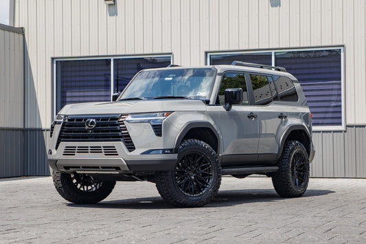2025 Lexus GX550 Overtrail with a 2.5" Westcott Designs lift kit, 20x9.5 Vossen HFX6 wheels, and 275/65 Nitto Ridge Grappler tires.