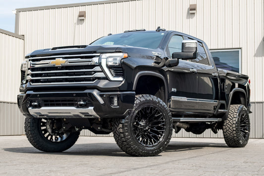 2024 Chevrolet Silverado 3500 High Country with a 5" BDS lift kit, 22x12 Fuel Strike wheels, and 37" Nitto Ridge Grappler tires.