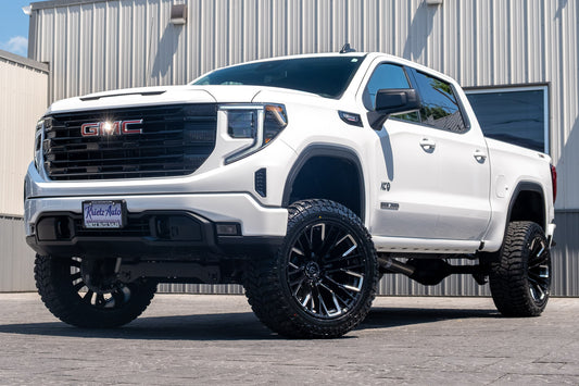 2025 GMC Sierra 1500 Elevation with a 6" Rough Country lift kit, 22x12 Fuel Rebar wheels, and 35" Avix Trailtek R/T tires.
