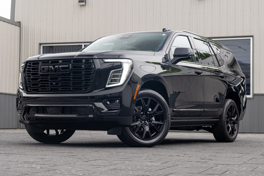2025 GMC Yukon Denali with GMC Factory suspension, 22x9 GMC Stock wheels, and Bridgestone Alenza tires.