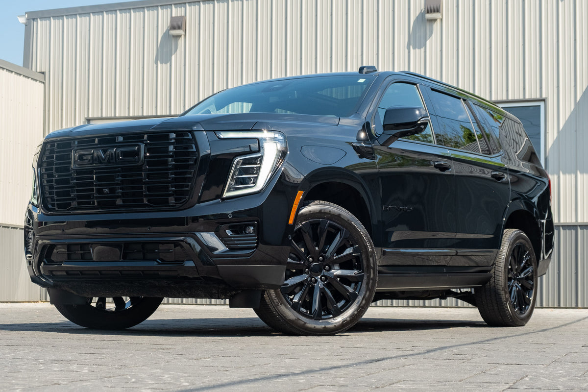 2026 GMC Yukon Denali with GMC Factory suspension, GMC Stock wheels, and 275/50 Bridgestone Alenza tires.